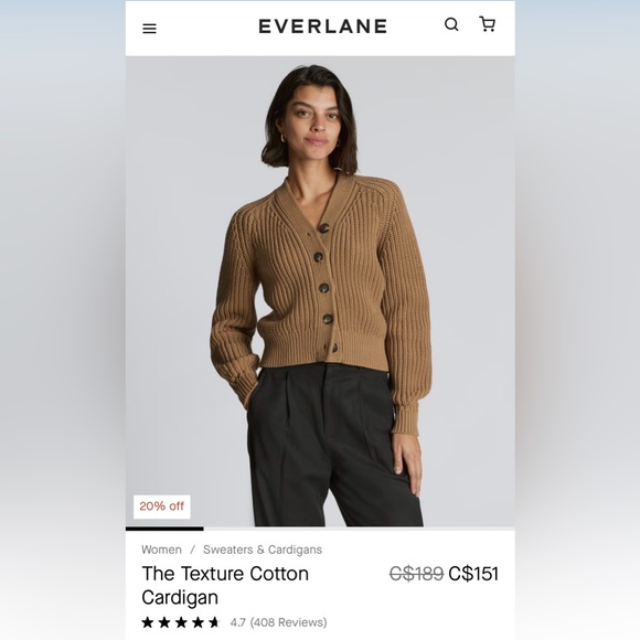 Women’s Everlane Texture Cotton Cardigan in Cappuccino size XL. - Picture 6 of 8